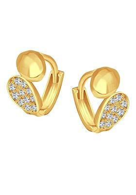 Gold Plated Floral Cz Studded Hoop Earrings