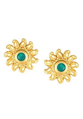 Green Gold Plated Oval Studs Earrings