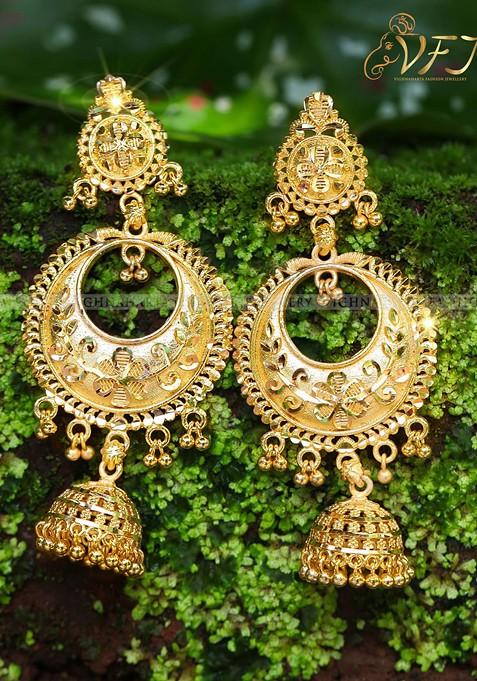 Gold Plated Floral Jhumkas
