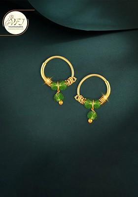 Green Gold Plated Floral Hoop Earrings
