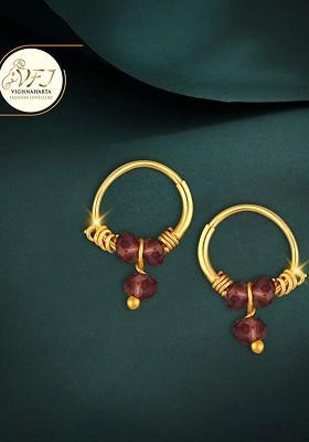 Gold Plated Artificial Beads Drop Earrings