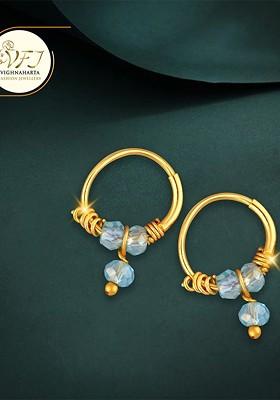 Gold Plated Artificial Stones Classic Hoop Earrings