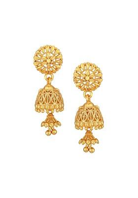 Gold Plated Brass Contemporary Shaped Jhumka Earrings