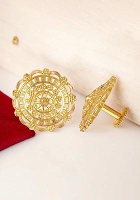 Circular Shaped Gold Plated Studs Earrings