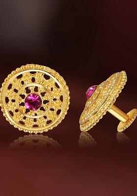 Gold Plated Circular Shaped Studs Earrings