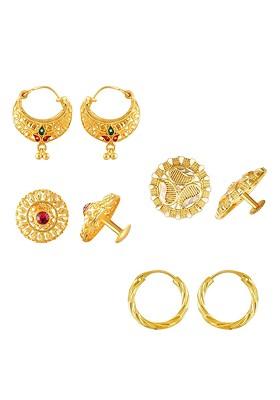 Set Of 4 Gold Plated Contemporary Hoop Earrings