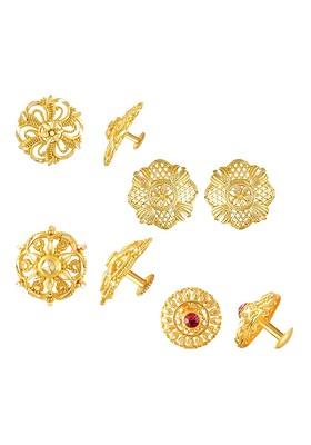 Set Of 4 Gold Plated Contemporary Hoop And Studs Earrings
