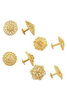 Set Of 4 Gold Plated Floral Shaped Studs Earrings