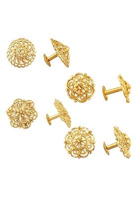 Set Of 4 Gold Plated Floral Shaped Studs Earrings