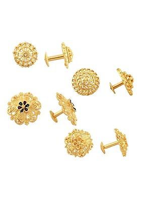 Set Of 4 Gold Plated Cubic Zirconia Floral Studs