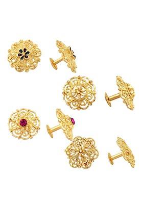 Set Of 4 Gold Plated Cubic Zirconia Floral Studs
