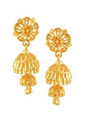 Gold Plated Floral Jhumkas Earrings