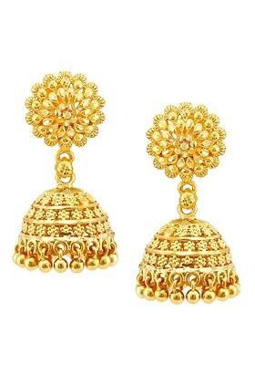 Gold Plated Floral Jhumkas Earrings