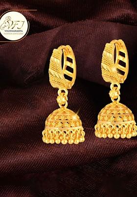 Gold Plated Floral Jhumkas Earrings