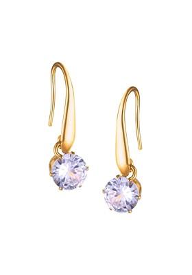 Gold Plated Contemporary Cubic Zirconia Drop Earrings