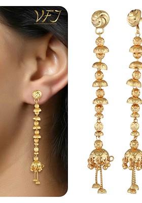 Gold Plated Contemporary Shaped Drop Earrings