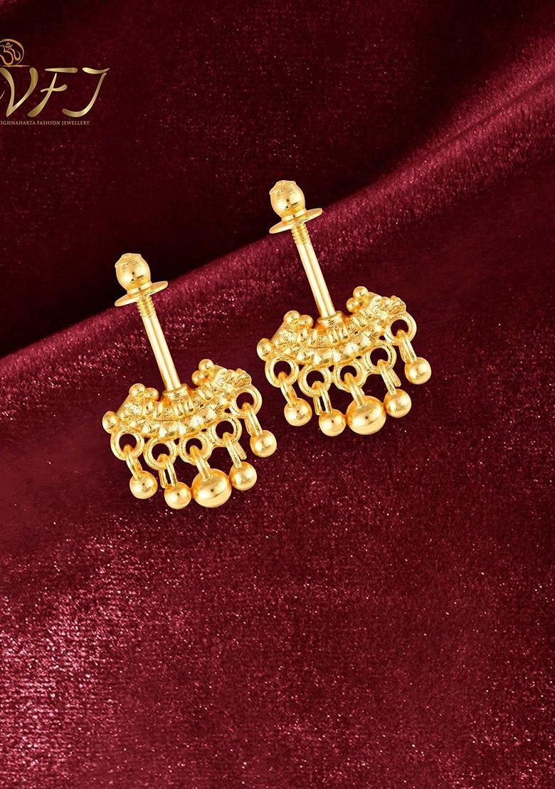 Gold Plated Teardrop Shaped Bugadi Earrings