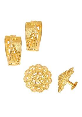 Set Of 2 Gold Plated Contemporary Studs Earrings