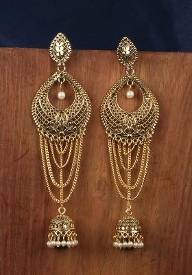 Traditional Gold Plated Enamelled Party Wear Earring