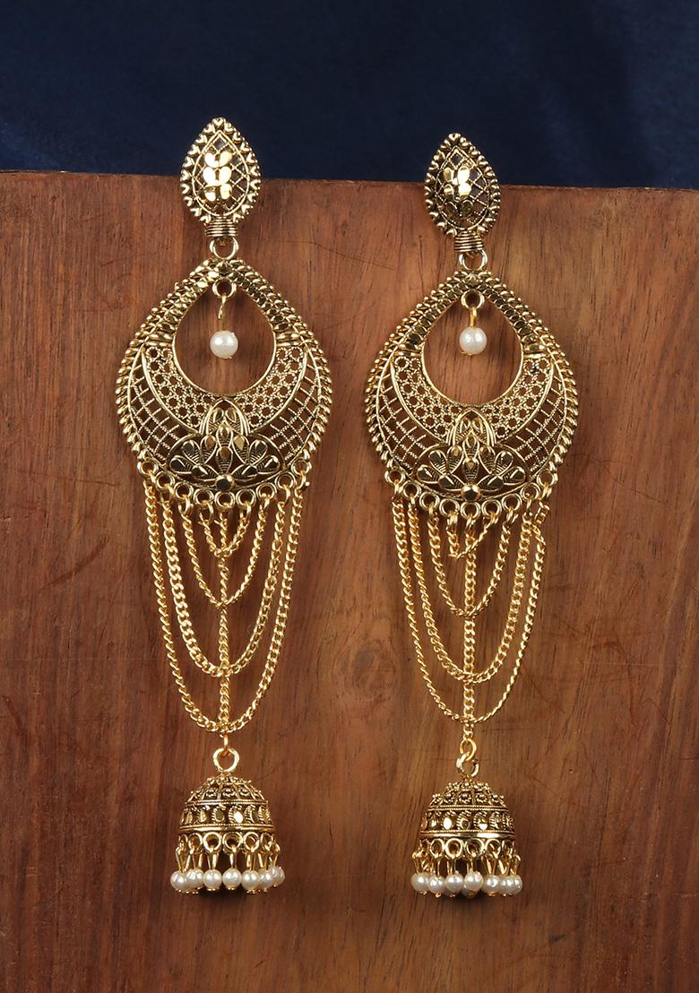Traditional Gold Plated Enamelled Party Wear Earring