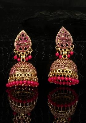 Designer Gold Plated Enamelled Traditional Partywear Jhumki