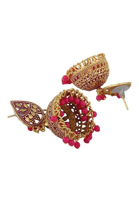 Designer Gold Plated Enamelled Traditional Partywear Jhumki