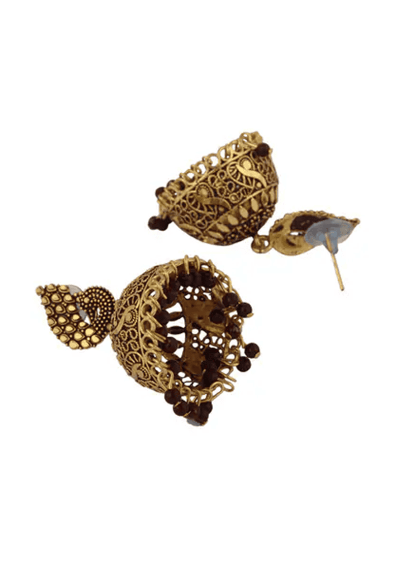 Designer Gold Plated Enamelled Traditional Partywear Jhumki
