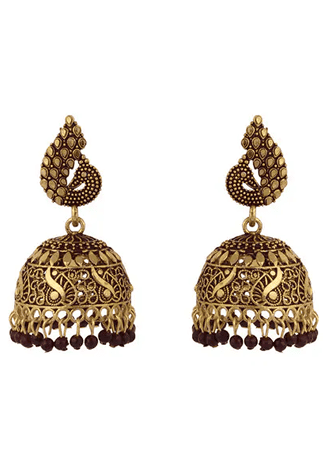 Designer Gold Plated Enamelled Traditional Partywear Jhumki