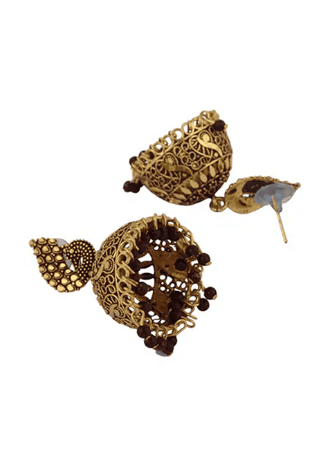 Designer Gold Plated Enamelled Traditional Partywear Jhumki