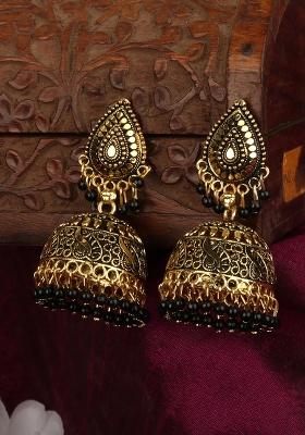 Designer Gold Plated Enamelled Traditional Partywear Jhumki