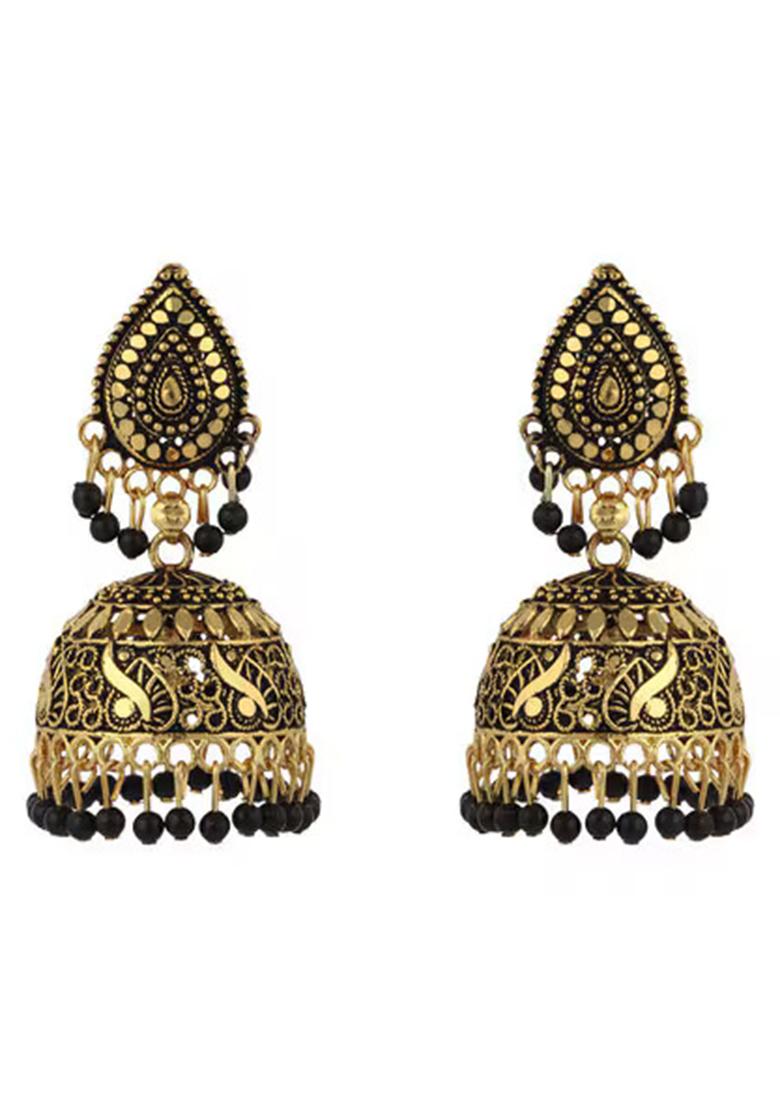 Designer Gold Plated Enamelled Traditional Partywear Jhumki