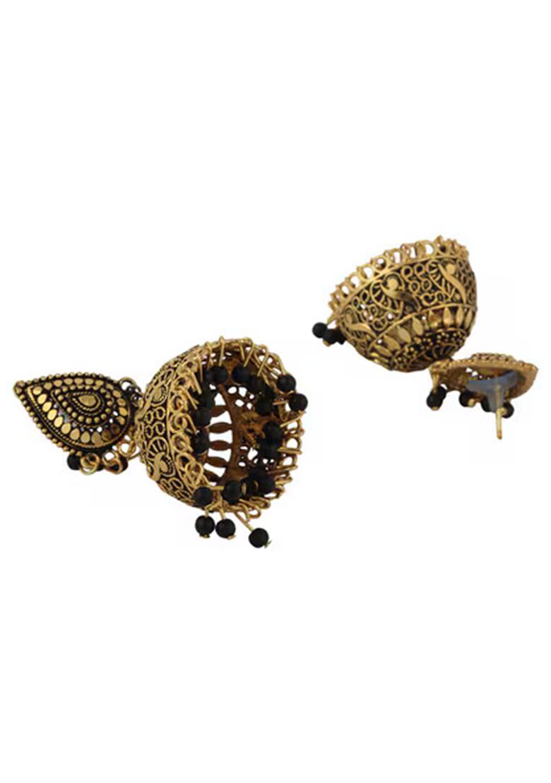 Designer Gold Plated Enamelled Traditional Partywear Jhumki