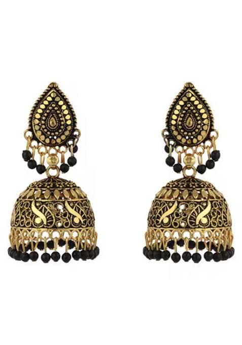 Designer Gold Plated Enamelled Traditional Partywear Jhumki