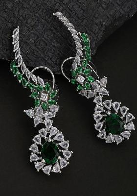 Emerald Green Cresent Look Contemprary American Diamond