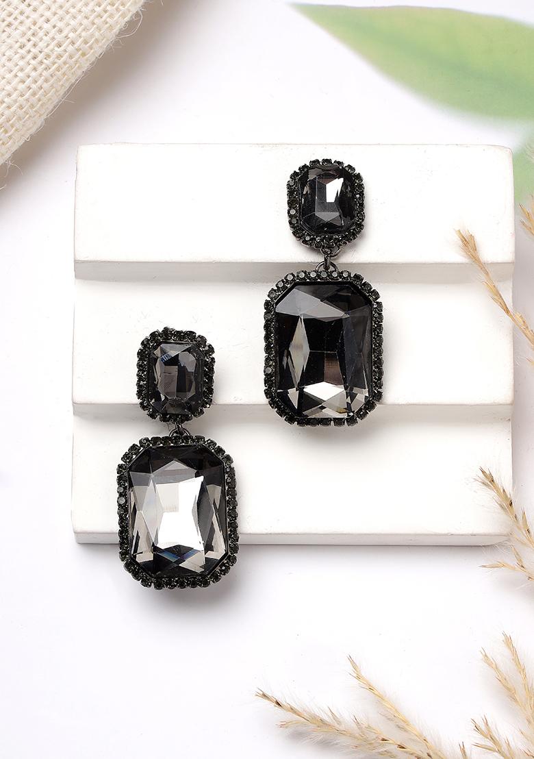 Fashion Black And White Stone Crystal Earring Crystal Drops And Danglers