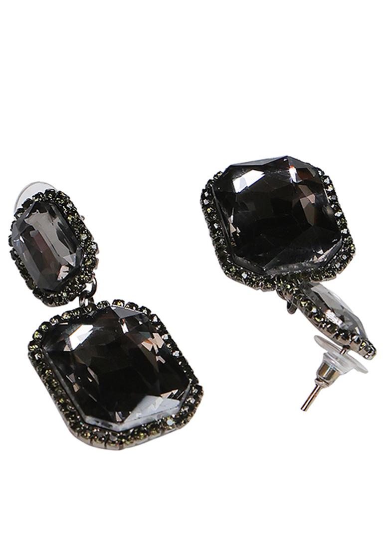 Fashion Black And White Stone Crystal Earring Crystal Drops And Danglers