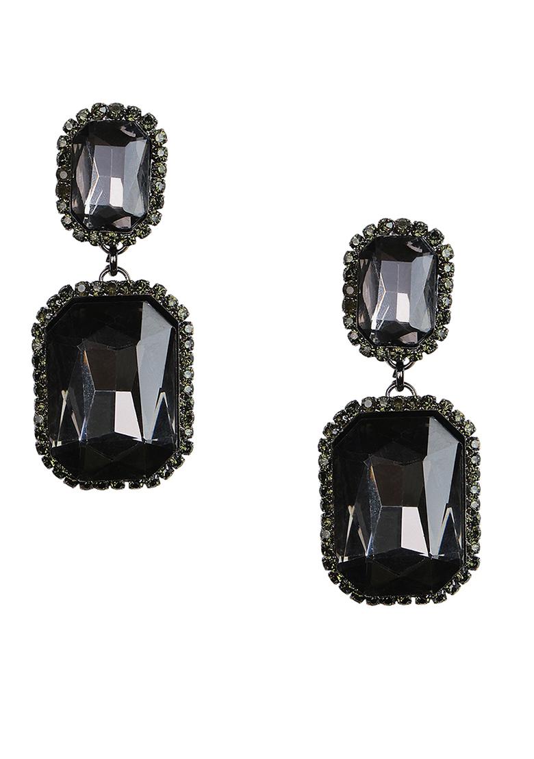 Fashion Black And White Stone Crystal Earring Crystal Drops And Danglers