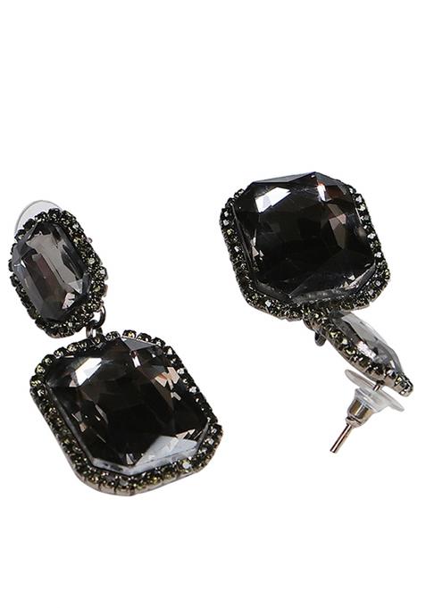 Fashion Black And White Stone Crystal Earring Crystal Drops And Danglers