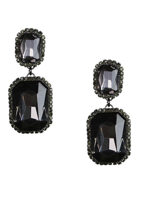 Fashion Black And White Stone Crystal Earring Crystal Drops And Danglers