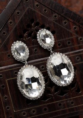 Fashion White Stone Crystal Earring Crystal Drops And Danglers