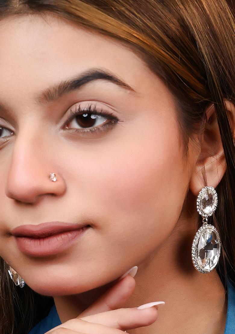 Fashion White Stone Crystal Earring Crystal Drops And Danglers