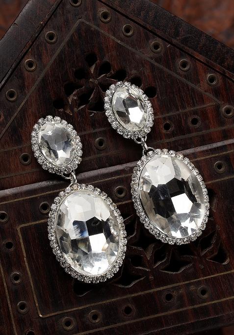 Fashion White Stone Crystal Earring Crystal Drops And Danglers