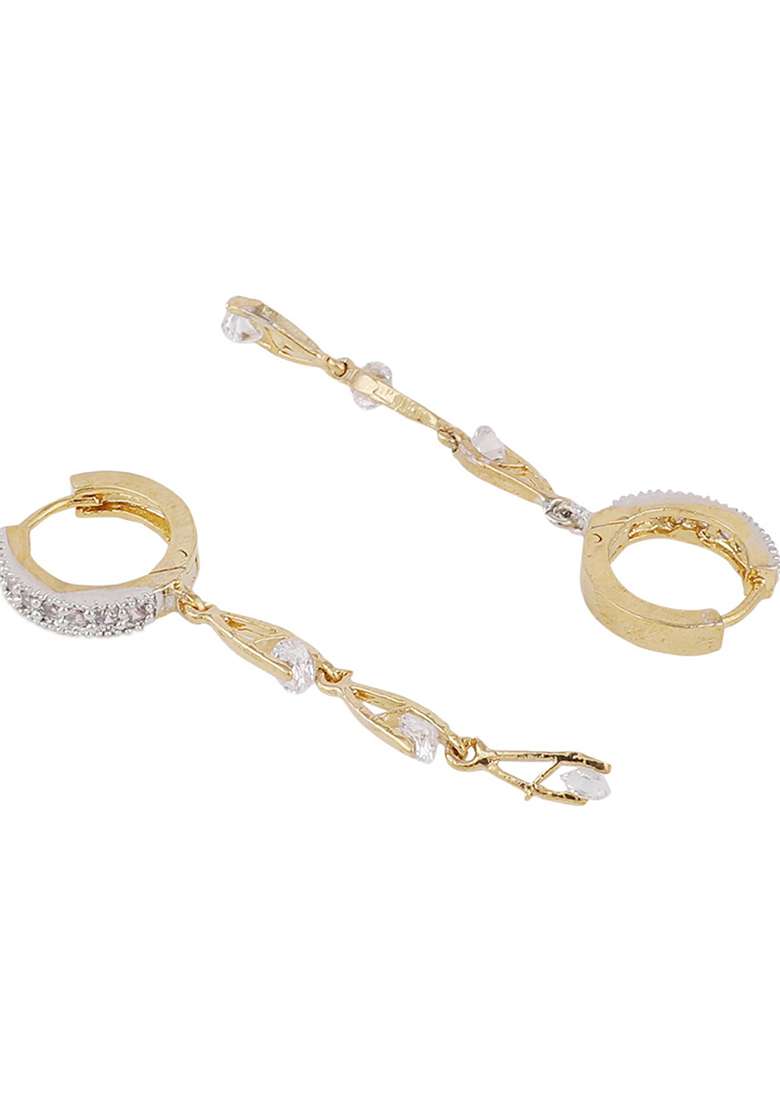 Set Of 2 Pair American Diamond Studded Earcuf And Latkan Baali - Indya