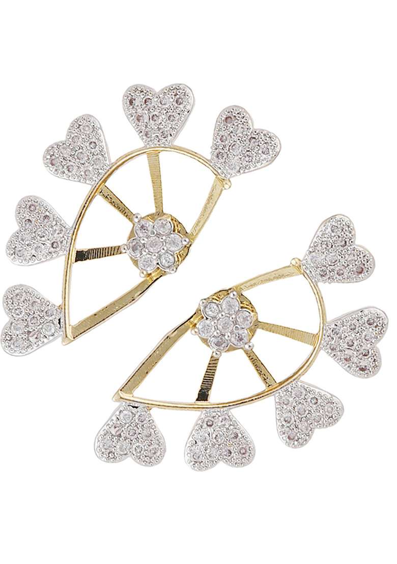 Set Of 2 Pair American Diamond Studded Earcuf And Latkan Baali - Indya