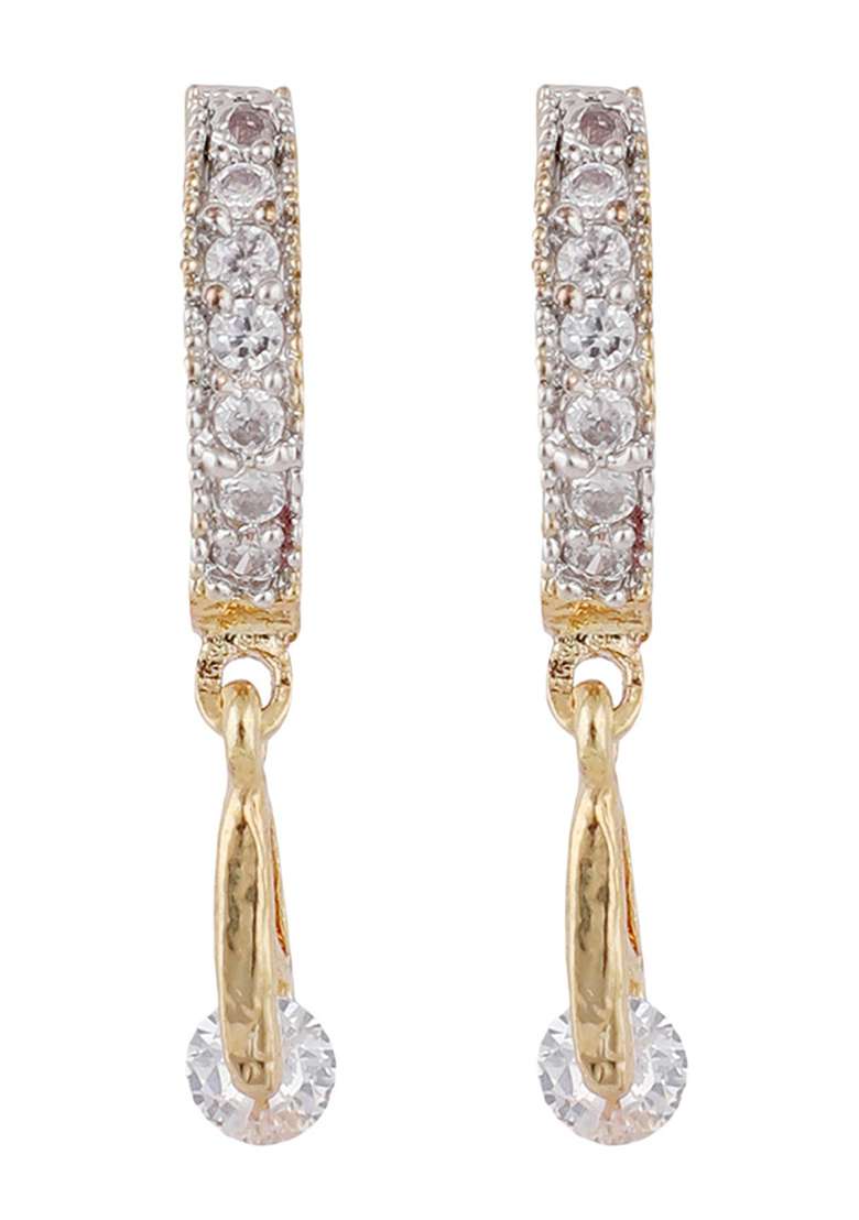 Combo Of 2 Pair American Diamond Hoop Bali With Small Latkans - Indya