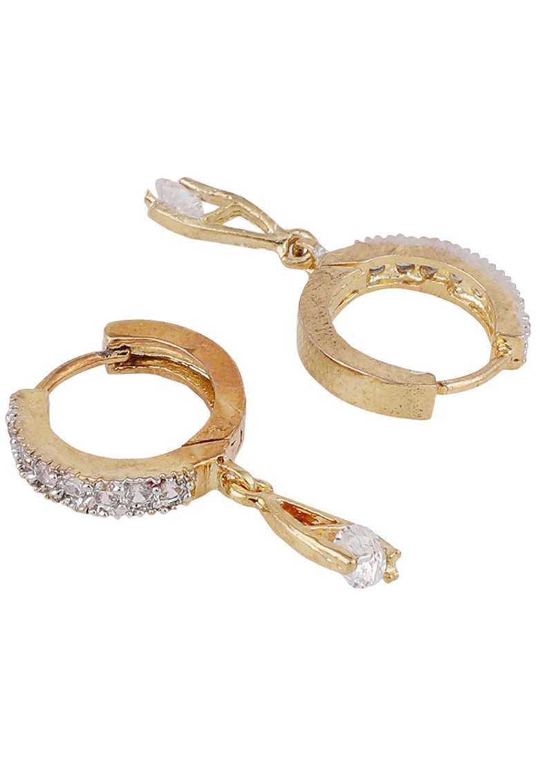 Combo Of 2 Pair American Diamond Hoop Bali With Small Latkans - Indya
