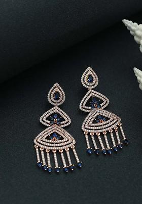 Blue Crescent Shaped Drop Earrings