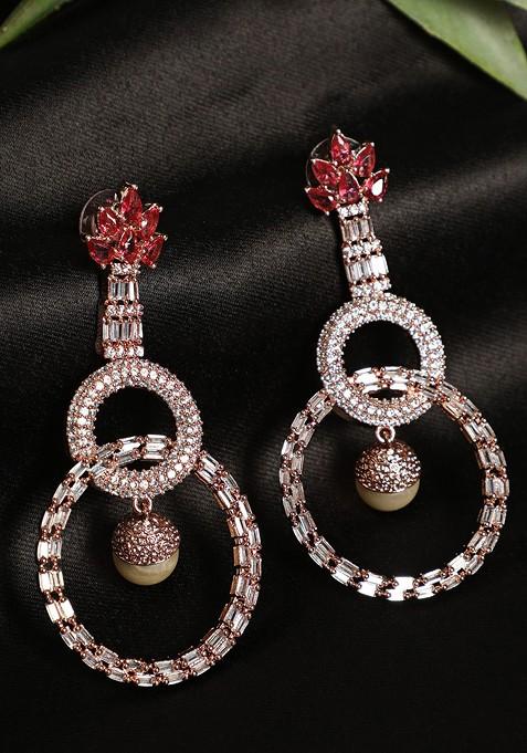 Silver Toned Geometric Drop Earrings