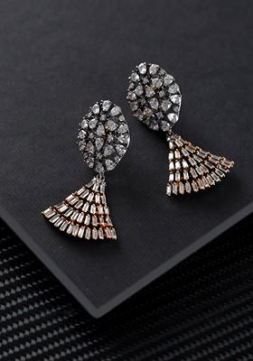 Gold Plated And Silver Contemporary Drop Earrings