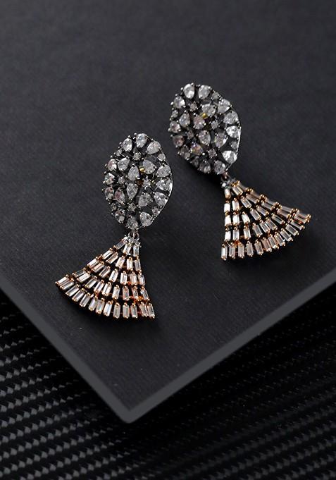 Gold Plated And Silver Contemporary Drop Earrings